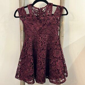 GB Girls Burgundy Lace Dress – Girls Size 8 – Sleeveless Party Dress